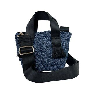 Ah Dorned Dora Small Woven Denim Tote w/ Crossbody Strap